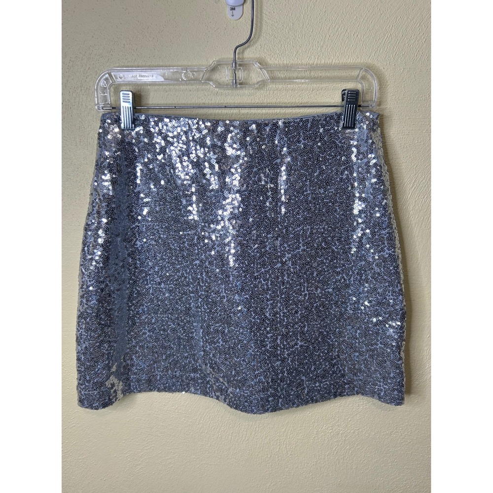 Tipsy Elves Silver Sequin Mini Skirt Party Holiday Sparkle Size Medium - Picture 1 of 4